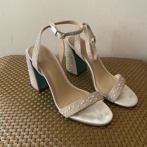 Betsey Johnson White Pearl Embellished Heels